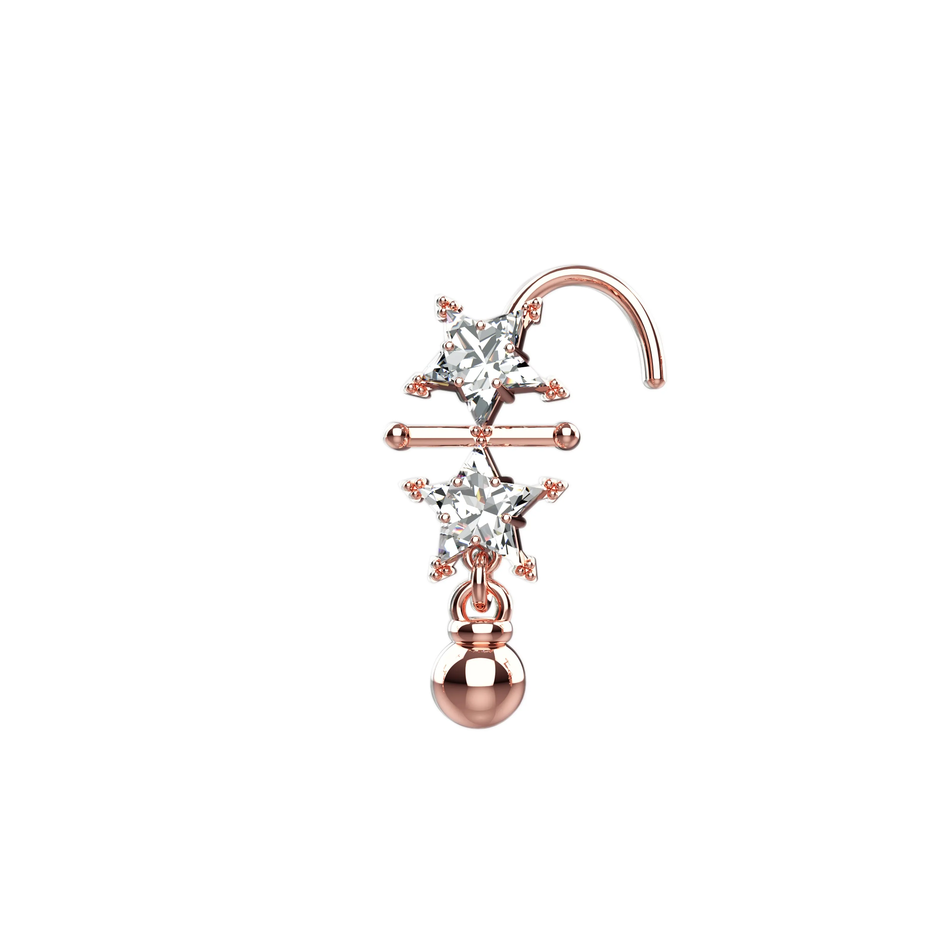 Star Dangle Gold Nose Ring | Celestial Nose Piercing Jewelry