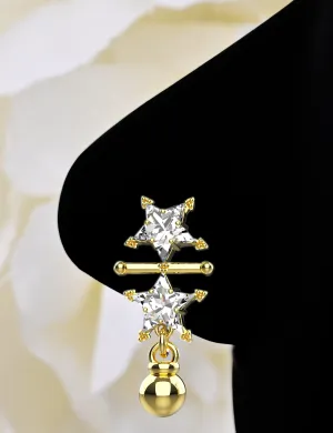 Star Dangle Gold Nose Ring | Celestial Nose Piercing Jewelry