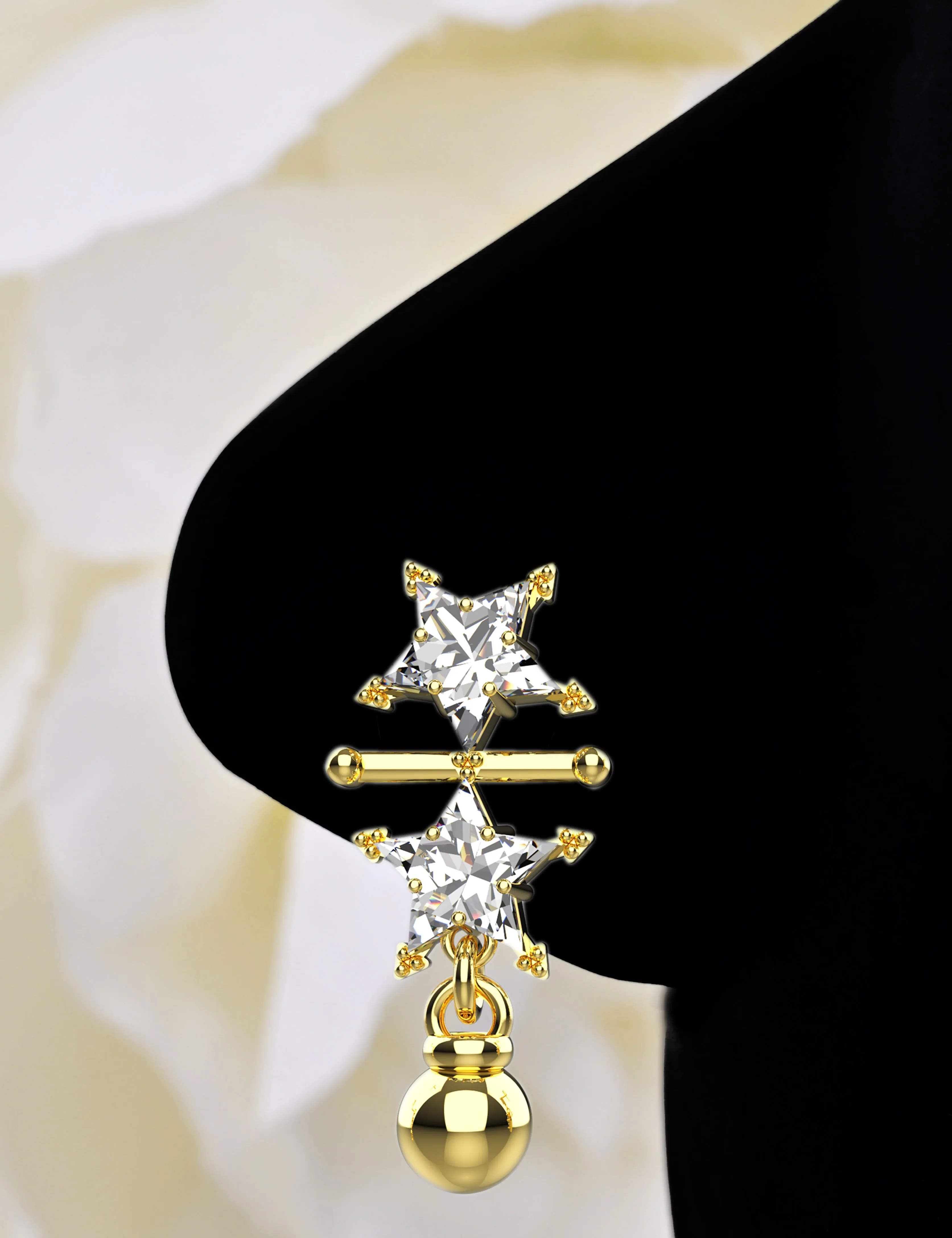 Star Dangle Gold Nose Ring | Celestial Nose Piercing Jewelry