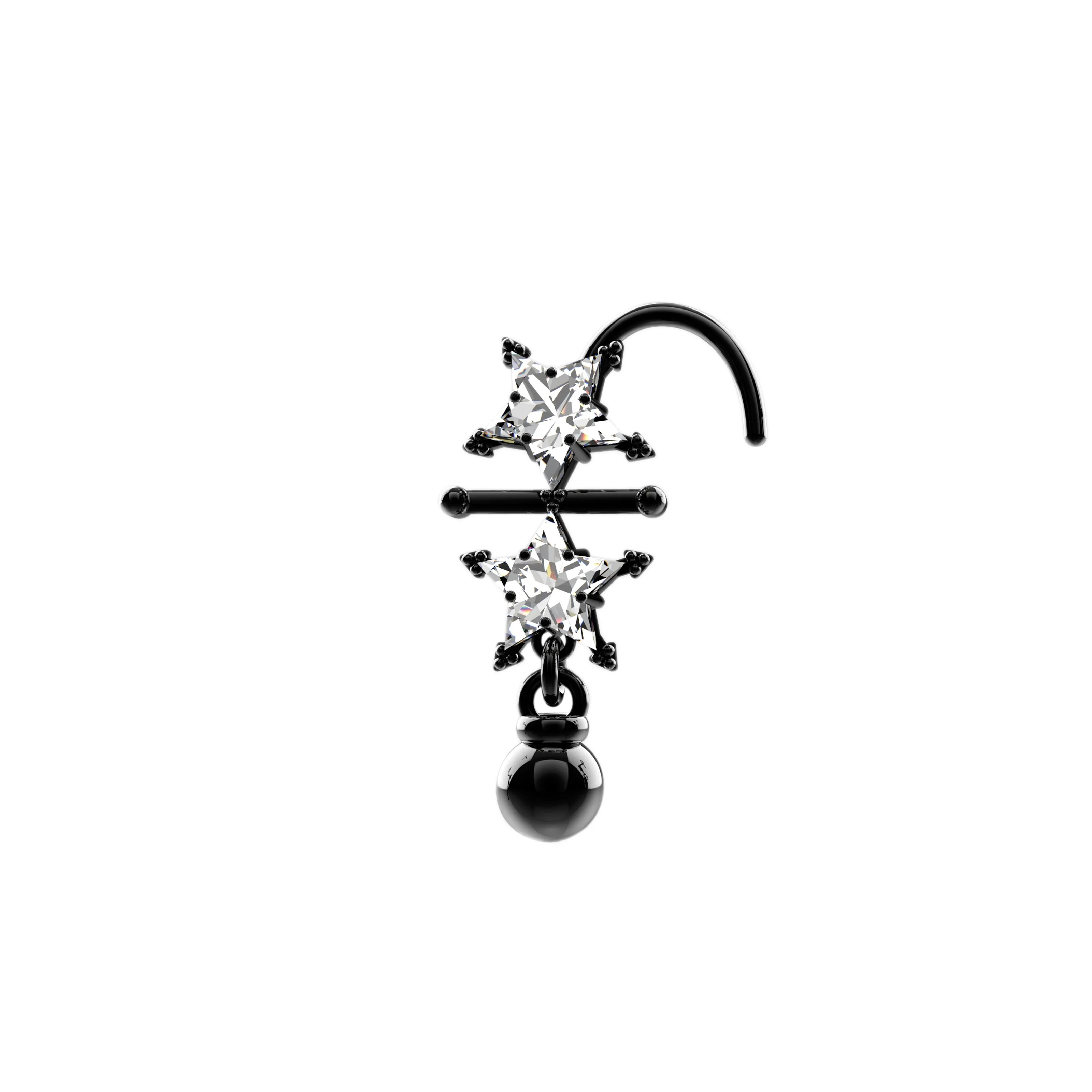Star Dangle Gold Nose Ring | Celestial Nose Piercing Jewelry