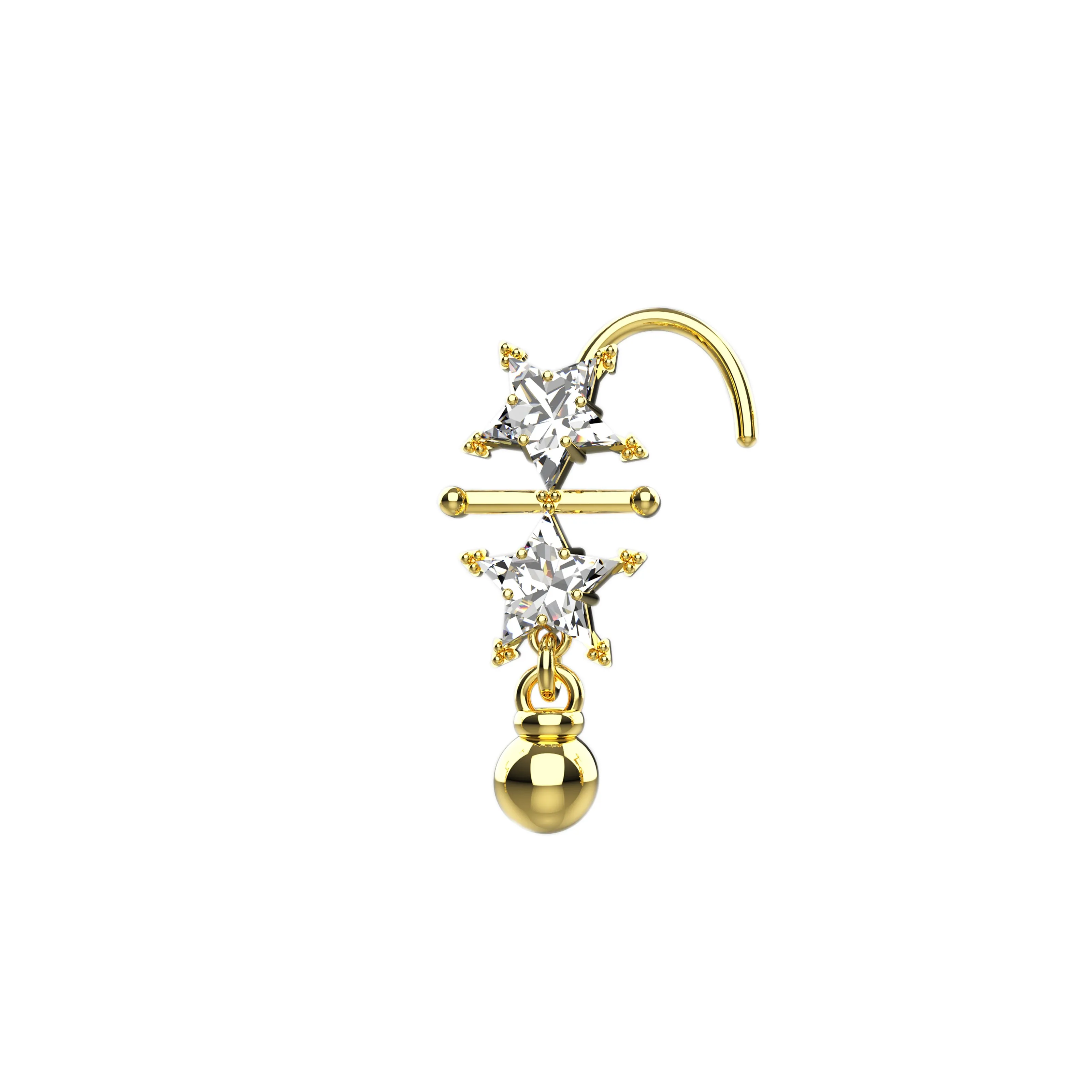 Star Dangle Gold Nose Ring | Celestial Nose Piercing Jewelry