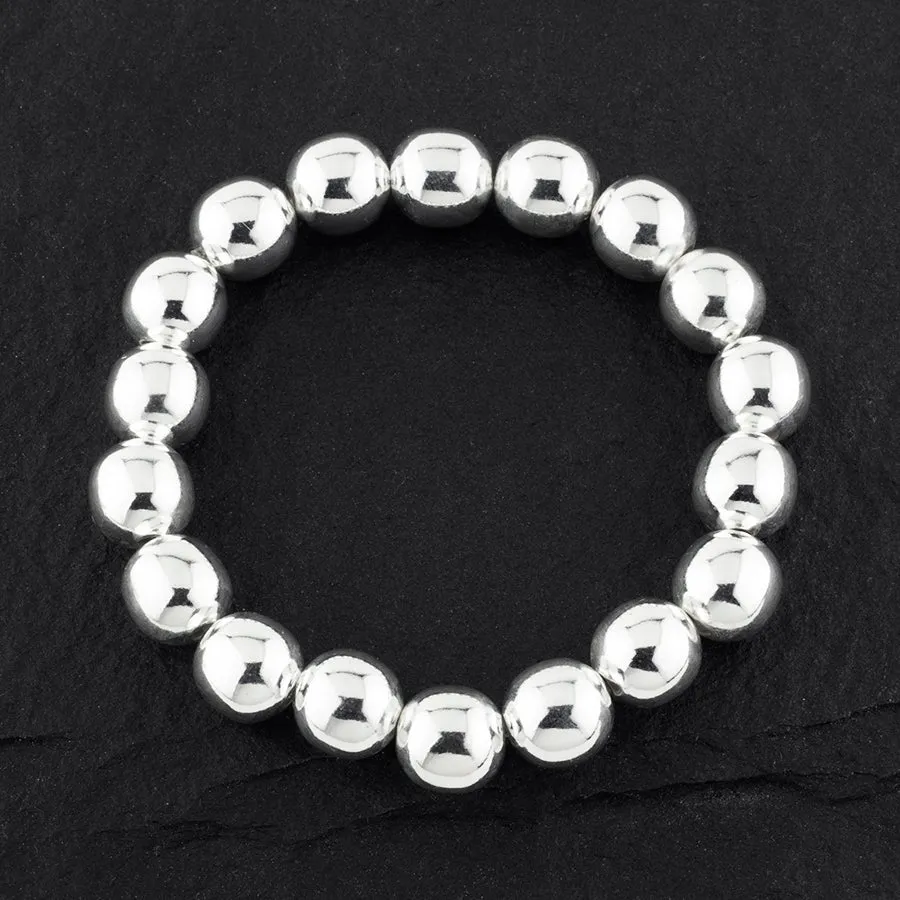 Sterling Silver Beaded Stretch Bracelet