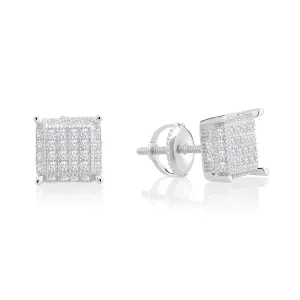 Sterling Silver Square CZ Stud Earring