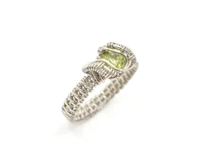 Sterling Silver Wire Wrapped Peridot Ring, 1/3