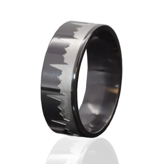 Two Toned Ring, Heart Beat Ring, 8mm Ring