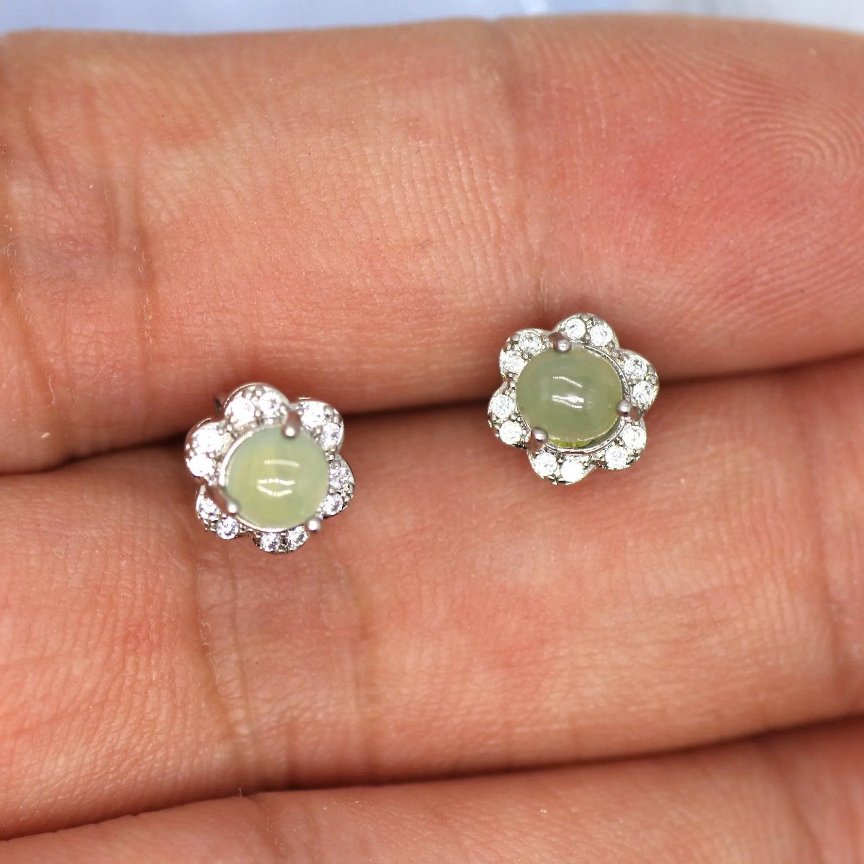 Type A Jadeite Jade Earrings s925 Silver Inlay HG-D7YP-U5BK