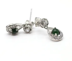 Type A Jadeite Jade Earrings s925 Silver Inlay IB-UUKS-5NYE