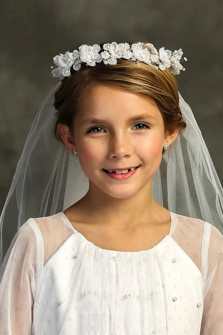Veil - with Flower Crown   Pearls and Gems