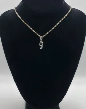 Vintage Colorless Sapphire Sterling Silver Pendant on Sterling Silver Chain Necklace - 24"